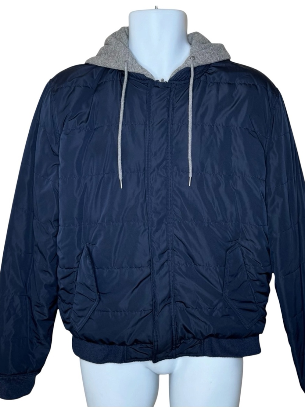 American Eagle Men’s Reversible Hooded Bomber Jacket M Quilted Puffer Insulated